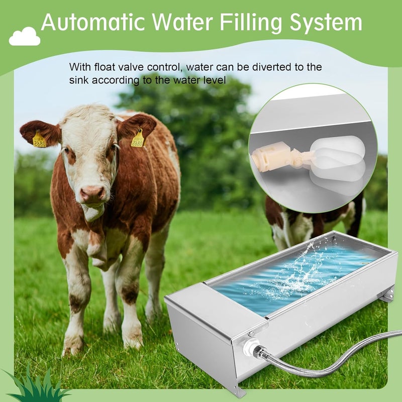 GOTOTOP Stainless Steel Cattle Drinking Bowl, Horse Cattle Drinker, Automatic Drinking Bowl with Hanging Float Valve, 7.5 Liters, Drinking Bowl for Horses, Cattle, Sheep, Dogs - Image 4